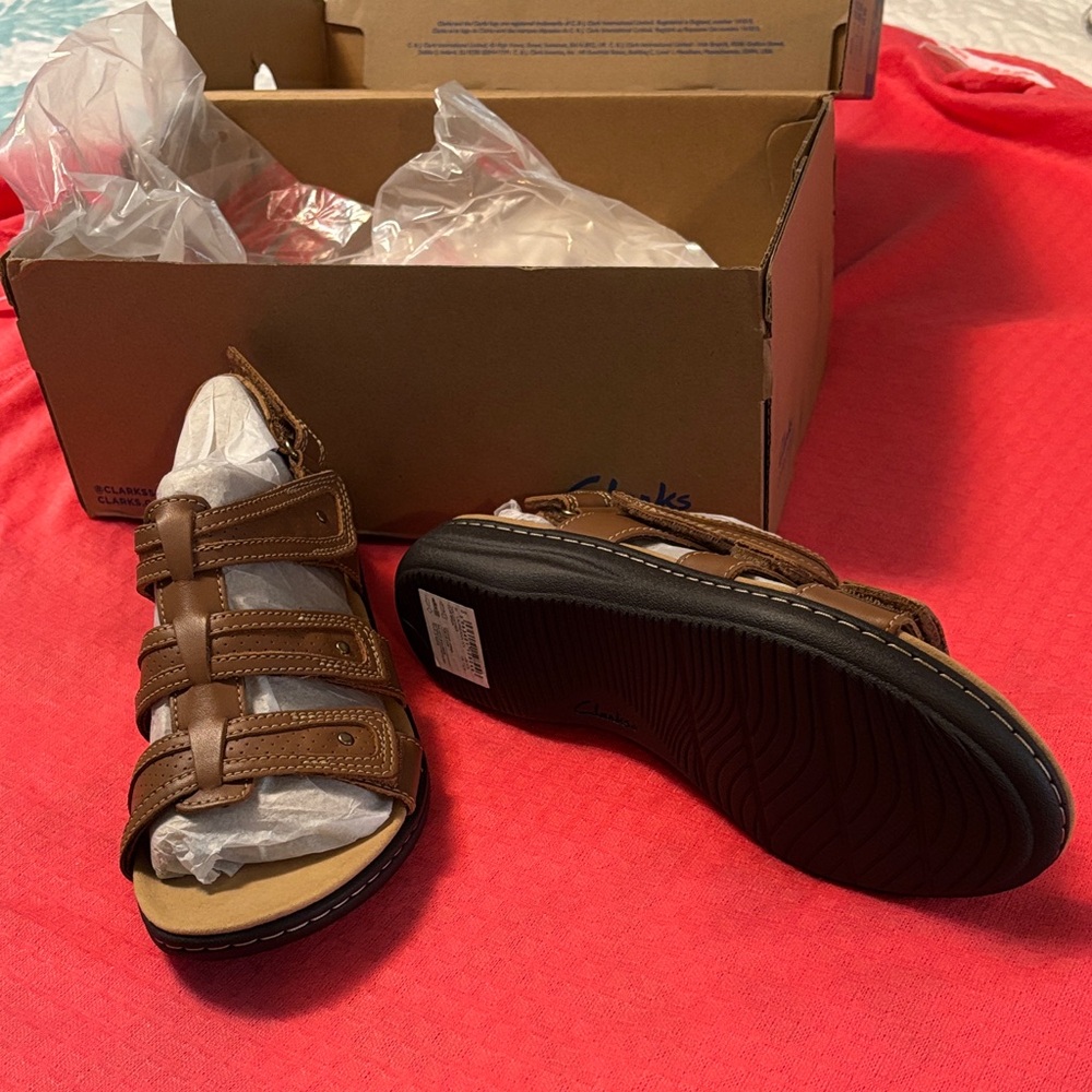 Clarks Brown Leather Sandals